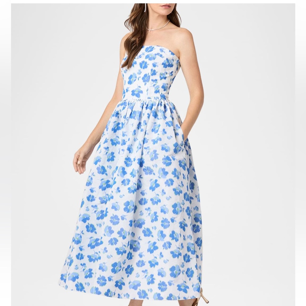 Shoshanna Dana Floral Strapless Gown
